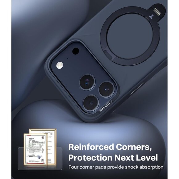 Ostand Q3 Silicone case for iPhone 17 Pro Max MagSafe 360 Spin Ring Holder blue - Picture 6 of 8